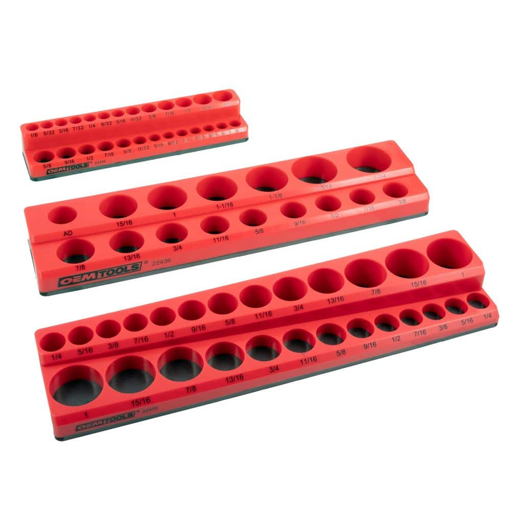 3-Piece Magnetic SAE Socket Tray Organizer 22484 - The Home Depot