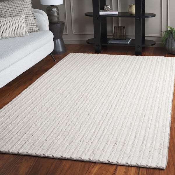 Natura 5 ft. x 8 ft. Ivory Solid Striped Modern Area Rug