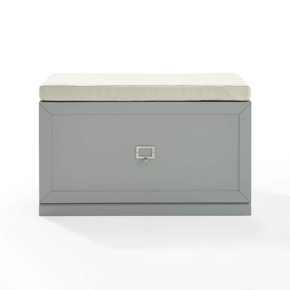 Harper Modern Gray Linen Blend Storage Bench with Cushion