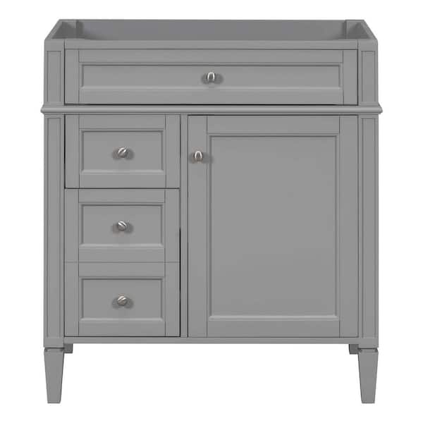 30 in. Modern Classic Bath Vanity Cabinet without Top in Gray with 2 Drawers and a Tip-out Drawer