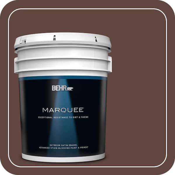 BEHR MARQUEE 5 gal. #180F-7 Warm Brownie Satin Enamel Exterior Paint & Primer