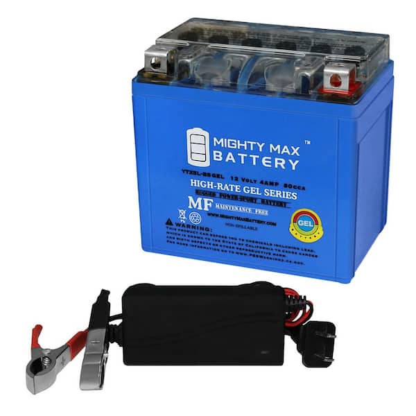 MIGHTY MAX BATTERY YTX5L-BS GEL Replacement Battery for Bikemaster MS12-5L-BS + 12V 1Amp Charger