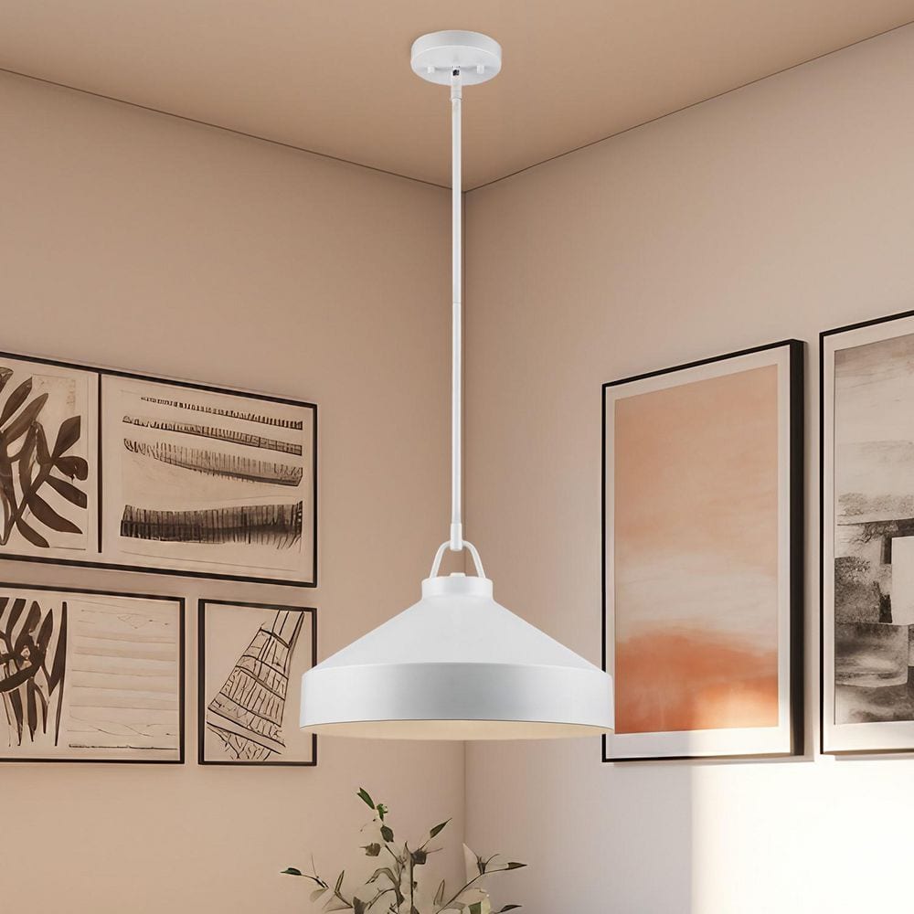 Bel Air Lighting Lowen 15.75 in. 1-Light White Pendant Light