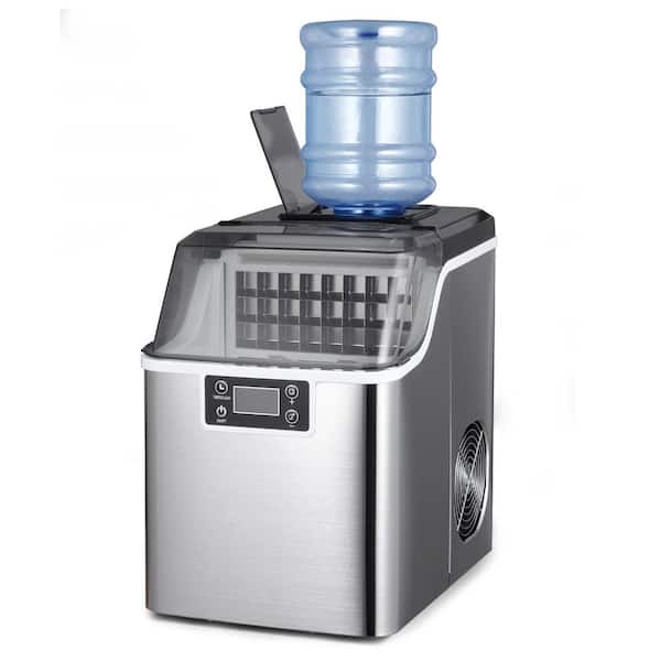 Costway 10 in. 44 lb. Nugget Portable Ice Maker in Silver and