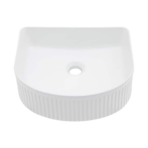 15.69 in. Drop-In/Undermount Single Bowl White Ceramic Kitchen Sink