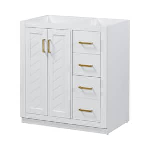 30 in. W x 18 in. D x 33 in. H Bath Vanity Cabinet without Top in White with Door Storage Shelf and 3-Drawers