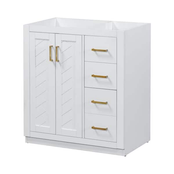 EPOWP 30 in. W x 18 in. D x 33 in. H Bath Vanity Cabinet without Top in White with Door Storage Shelf and 3-Drawers