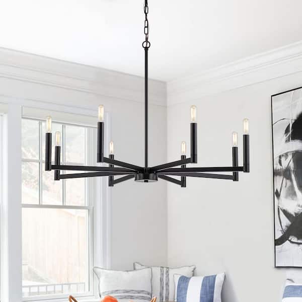 EDISLIVE Galea 8-Light Linear Candle Style Classic Black Chandelier