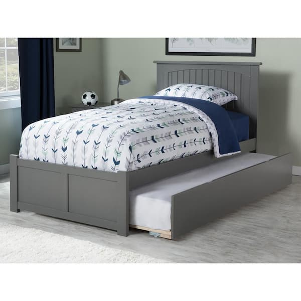 AFI Nantucket Twin Extra Long Bed with Footboard and Twin Extra Long Trundle in Grey