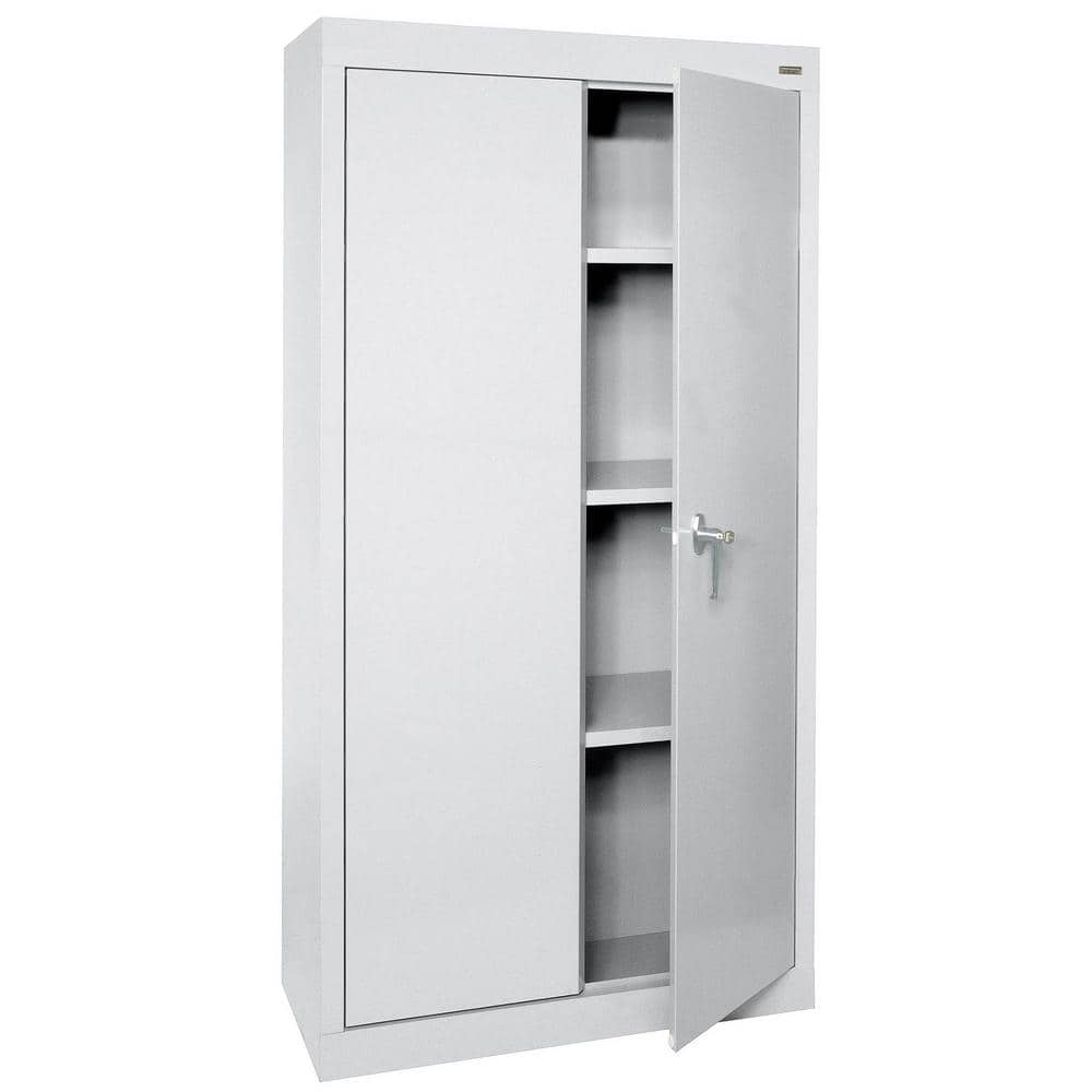 Dove Gray Steel Lockable Office Storage Cabinet with Adjustable Shelving