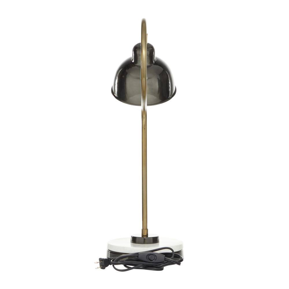 22" Black Metal Desk Lamp with Brass Accent