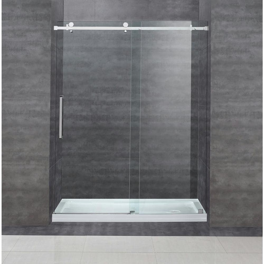 Moselle 60" x 77.5" Clear Tempered Glass Frameless Sliding Shower Door