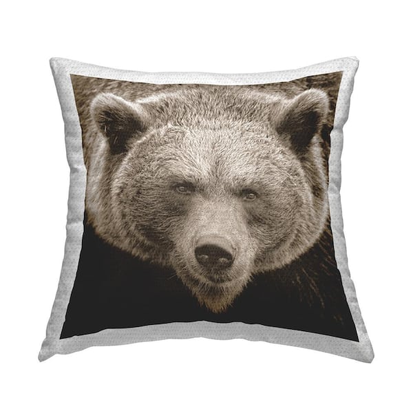 Stupell Industries Close Up Bear Wildlife Face Brown Square Outdoor Throw Pillow