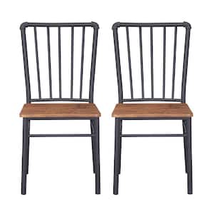 Balthazar Industrial Gray Steel and Brown Faux Wood Chairs (Set of 2)