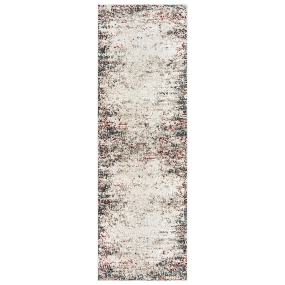 Ivory and Multi-Color Tufted Polypropylene Runner Rug