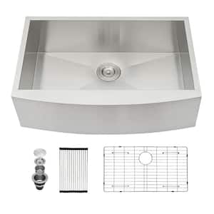 33 in. L x 20 in. W Farmhouse Apron Front Single Bowl 18-Gauge Stainless Steel Kitchen Sink in Brushed Nickel