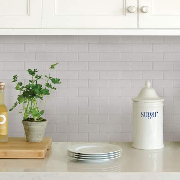 10 in. x 10 in. Vinyl Metro Brushed Silver Peel and Stick Backsplash Tiles