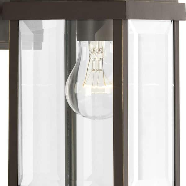 Gibbes Street Collection 1-Light Antique Bronze Clear Beveled Glass New Traditional Outdoor Small Wall Lantern Light