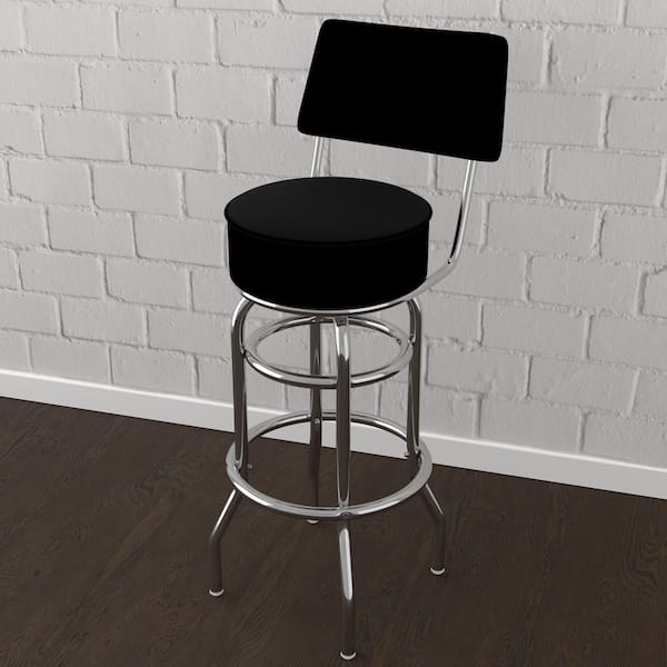 Unbranded Dodge Garage 31 in. Black Low Back Metal Bar Stool with Vinyl Seat