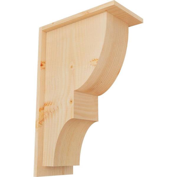 Ekena Millwork 7-1/2 in. x 14 in. x 22 in. Douglas Fir Ridgewood Smooth Corbel with Backplate