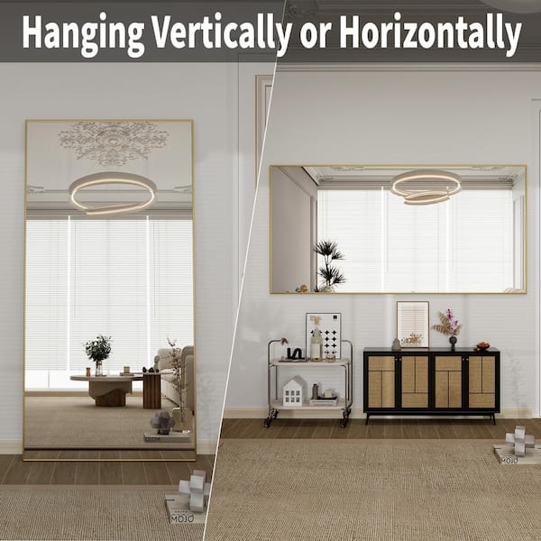 30 in. W x 71 in. H Large Rectangular Metal Framed Wall Bathroom Vanity Mirror Gold
