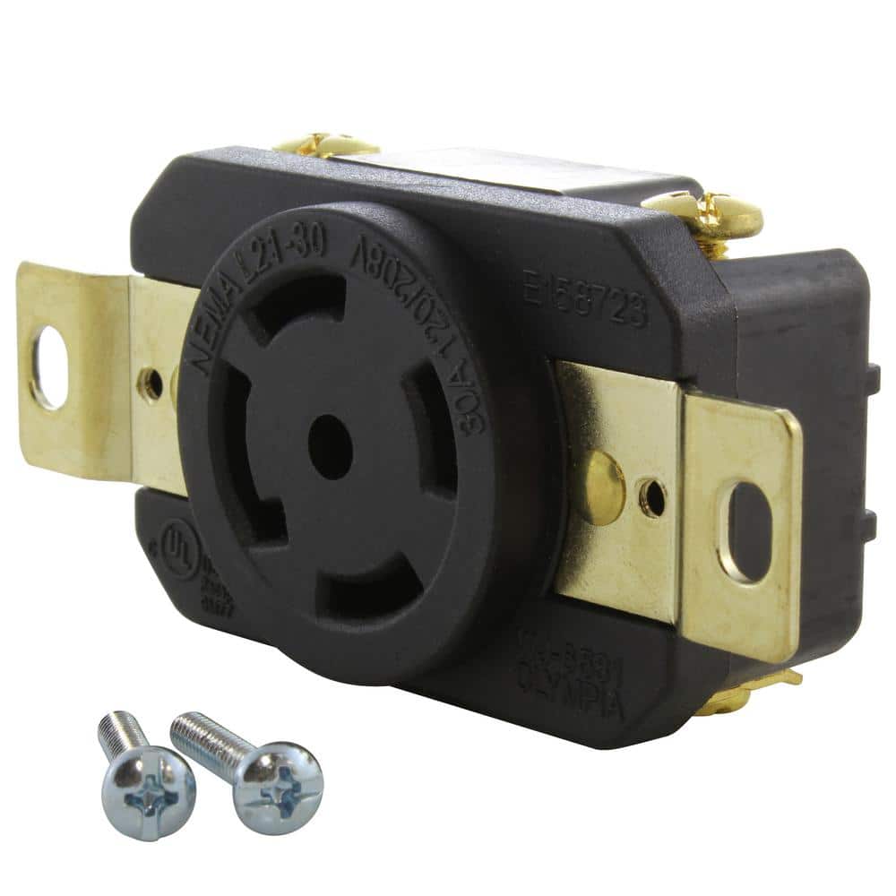 30 Amp 120-Volt/280-Volt Nema L21-30R Flush Mount Locking Industrial Grade 