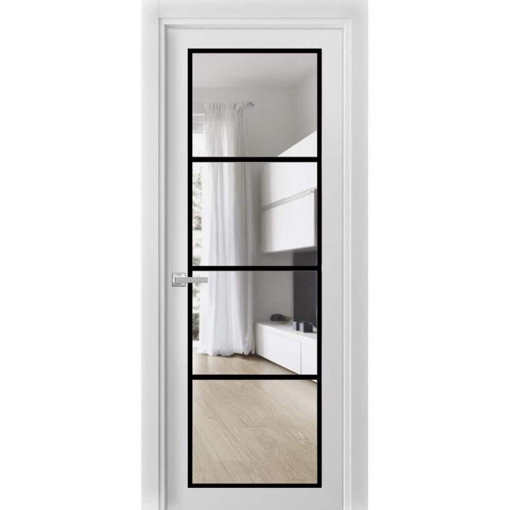 2466 28 in. x 96 in. Right-Hand/Inswing Solid Clear Glass White Single Prehung Interior Door with Hardware price history on PriceWatchPro