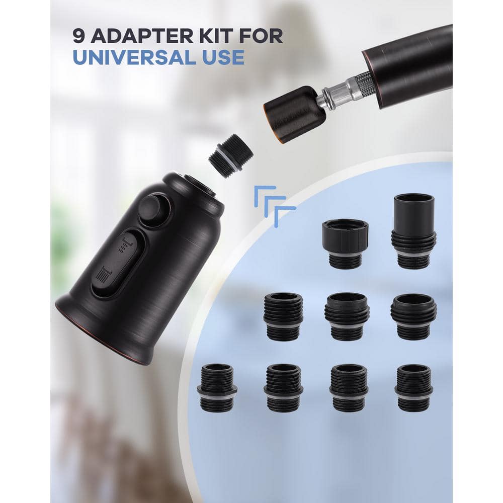 Oil Rubbed Bronze 3-Function Kitchen Faucet Spray Head with Adapters