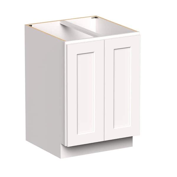 24in. W x 24 in. D x 34.5in. H HDF Ready to Assemble Standard Base Cabinet Kitchen Cabinet in White w/ 2 Doors&2 Shelves