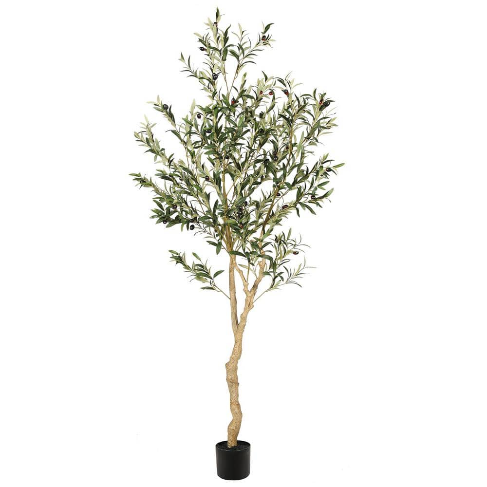 Artificial Olive Tree, 6FT Tall Faux Silk Plant Artificial Tree in Potted  Oliver Branch Leaves and Fruits for Modern Home Decor Indoor
