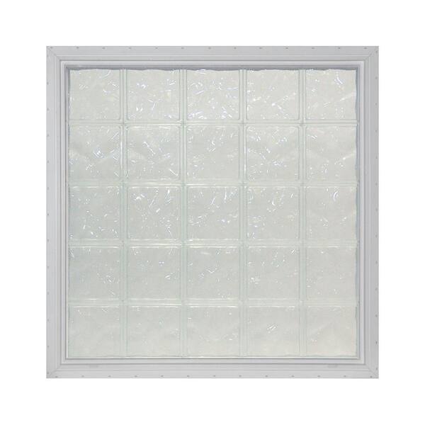 Pittsburgh Corning 16.375 in. x 32 in. x 4.75 in. LightWise IceScapes Pattern Vinyl Glass Block Window