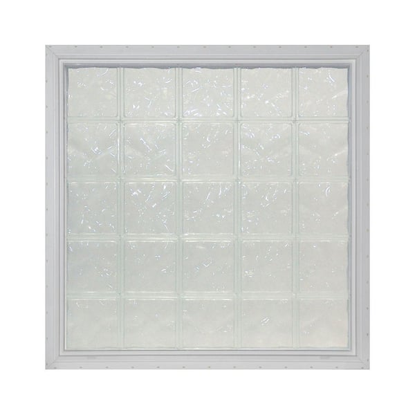 Pittsburgh Corning 32 in. x 16.375 in. x 4.75 in. LightWise IceScapes Pattern Vinyl Glass Block Window
