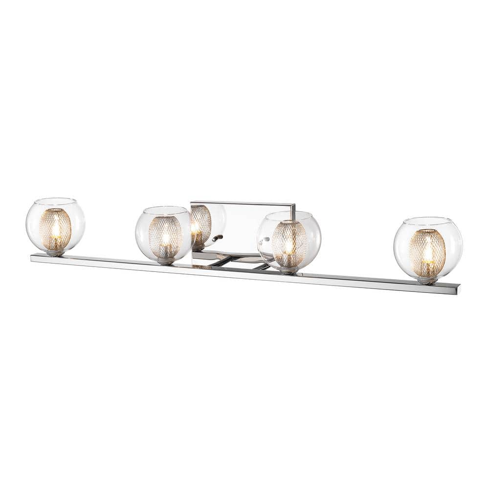 Chrome 32.68" Dimmable Vanity Light with Clear Glass Shades