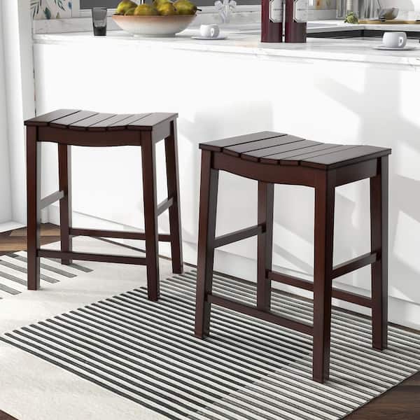 Furniture of America Whitcombe 24 in. Antique Red Backless Wood Bar Stool (Set of 2)
