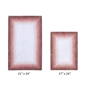 Torrent Collection Rose 17 in. x 24 in., 21 in. x 34 in. 100% Cotton 2 Piece Bath Rug Set