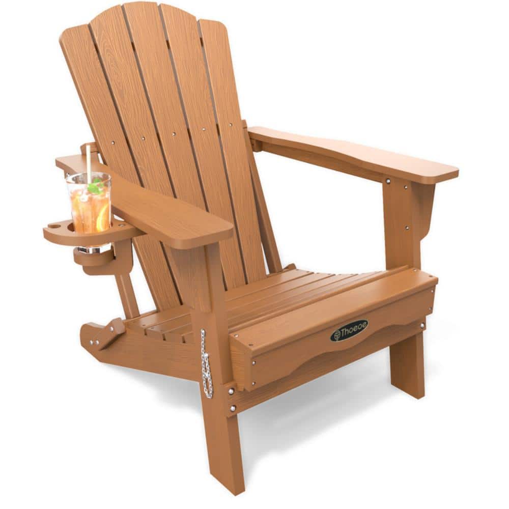 Teak HDPE Outdoor Folding Adirondack Chair with Cup Holder price history on PriceWatchPro
