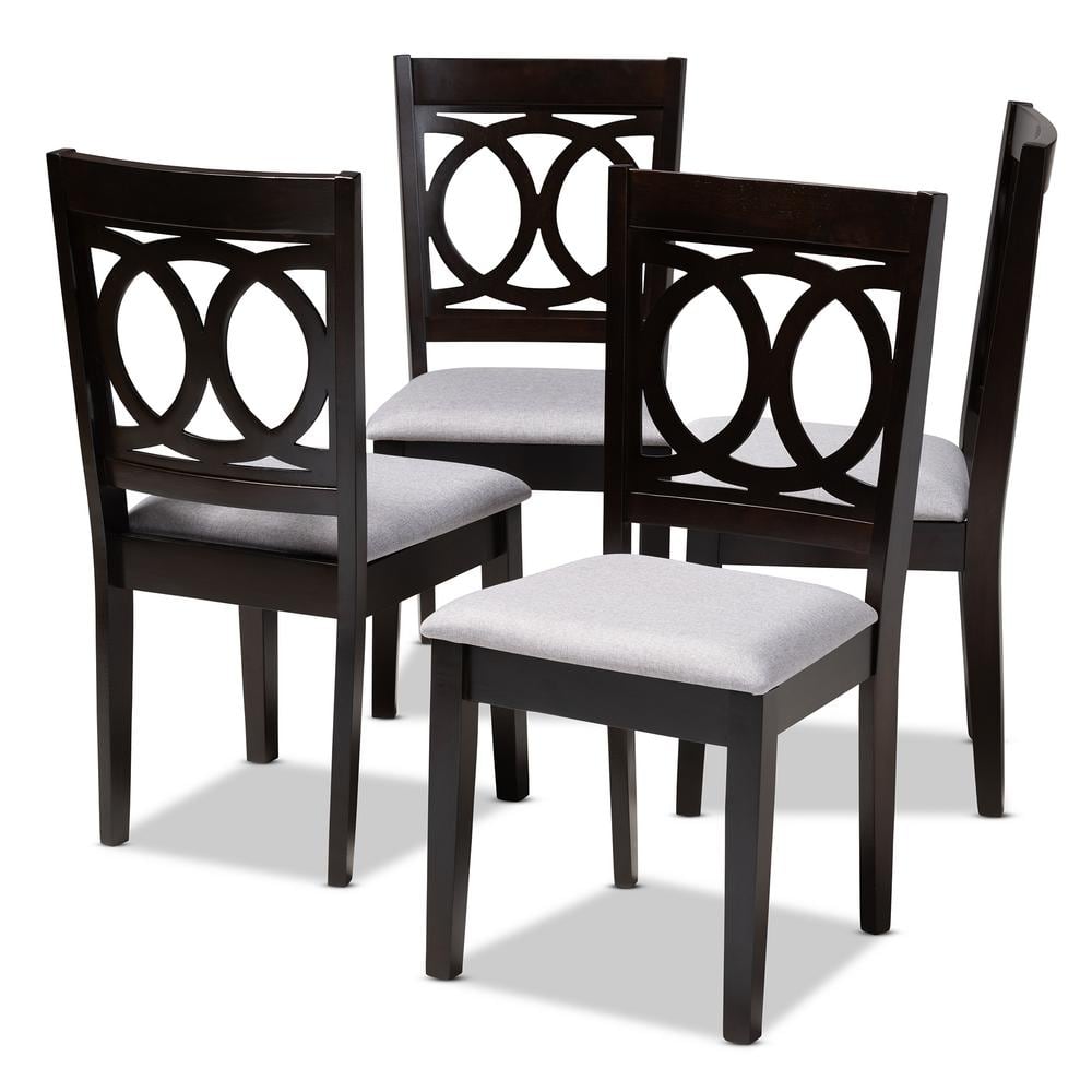 Baxton Studio Lenoir Gray and Espresso Fabric Dining Chair (Set of