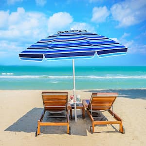 7.2 ft. Beach Umbrella Outdoor Patio Garden with Carrying Bag Sand Anchor Navy Blue