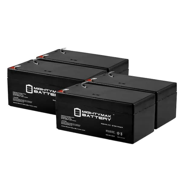 MIGHTY MAX BATTERY 12V 3AH SLA Replacement Battery compatible with Panasonic LC-R123R4P - 4 Pack