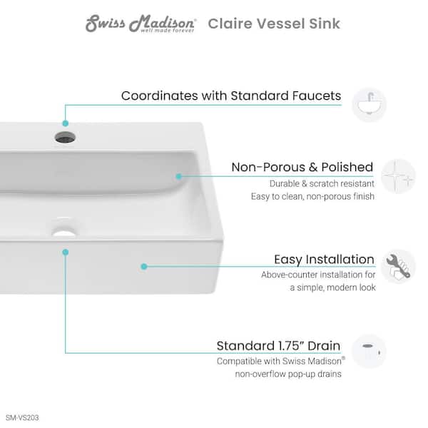Claire Vessel Sink in Glossy White