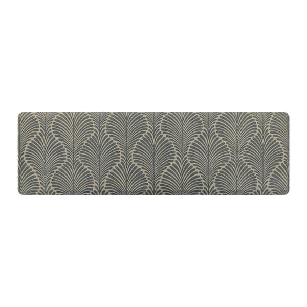 Bungalow Flooring Sole Comfort Palm Fronds 22 in. x 72 in. Blue on Beige Anti-Fatigue Comfort Mat