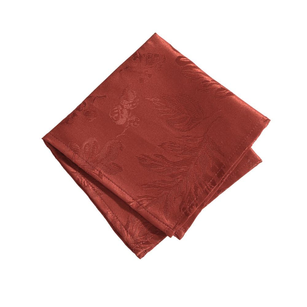 Spice Red Jacquard Leaf Damask Napkin Set, 17" x 17", Pack of 8