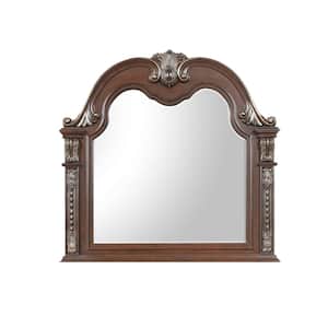 Lucca 51 in. W x 50 in. H Arch Framed Dark Cherry Dresser Mirror