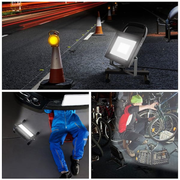 50W 120-Volt 5000 Lumen LED Stand Work Light with Adjustable Flood Beam, IP66 Waterproof, Plug-In, 11.6 in. Tool Only