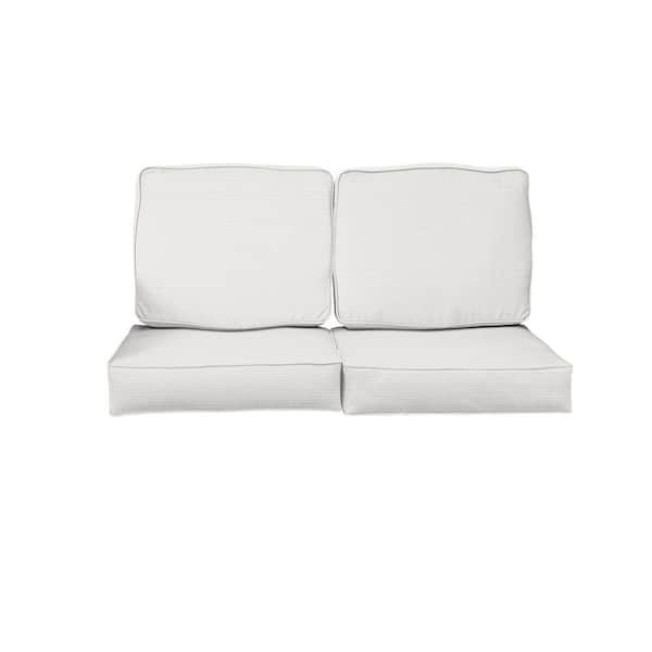 SORRA HOME 27 x 23 x 5 (4-Piece) Deep Seating Outdoor Loveseat Cushion in ETC Natural