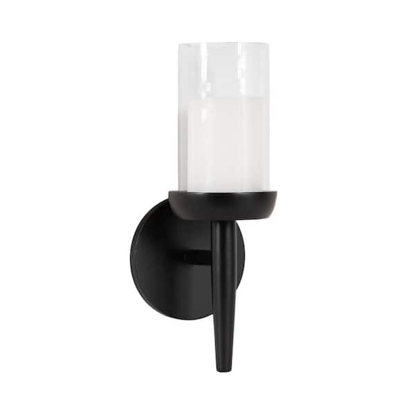 Kate and Laurel Shae Black Wood Wall Sconce