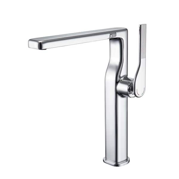 Single Handle Single Hole Bathroom Faucet High Tall Vessel Sink Faucet in Polished Chrome