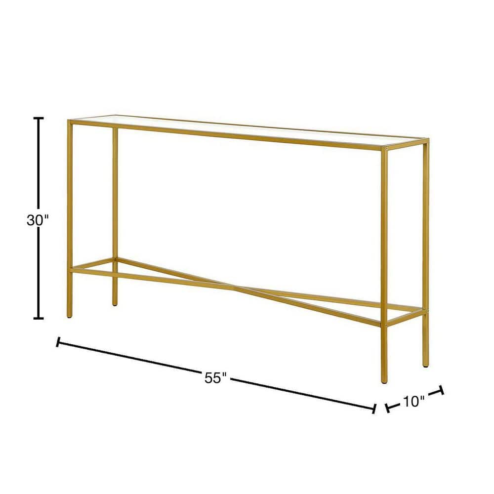Henley Brass and Glass 55" Industrial Console Table with Storage