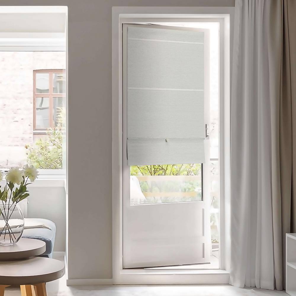 Vanilla Cordless Blackout Woven Paper Roman Shades, 35" x 65"