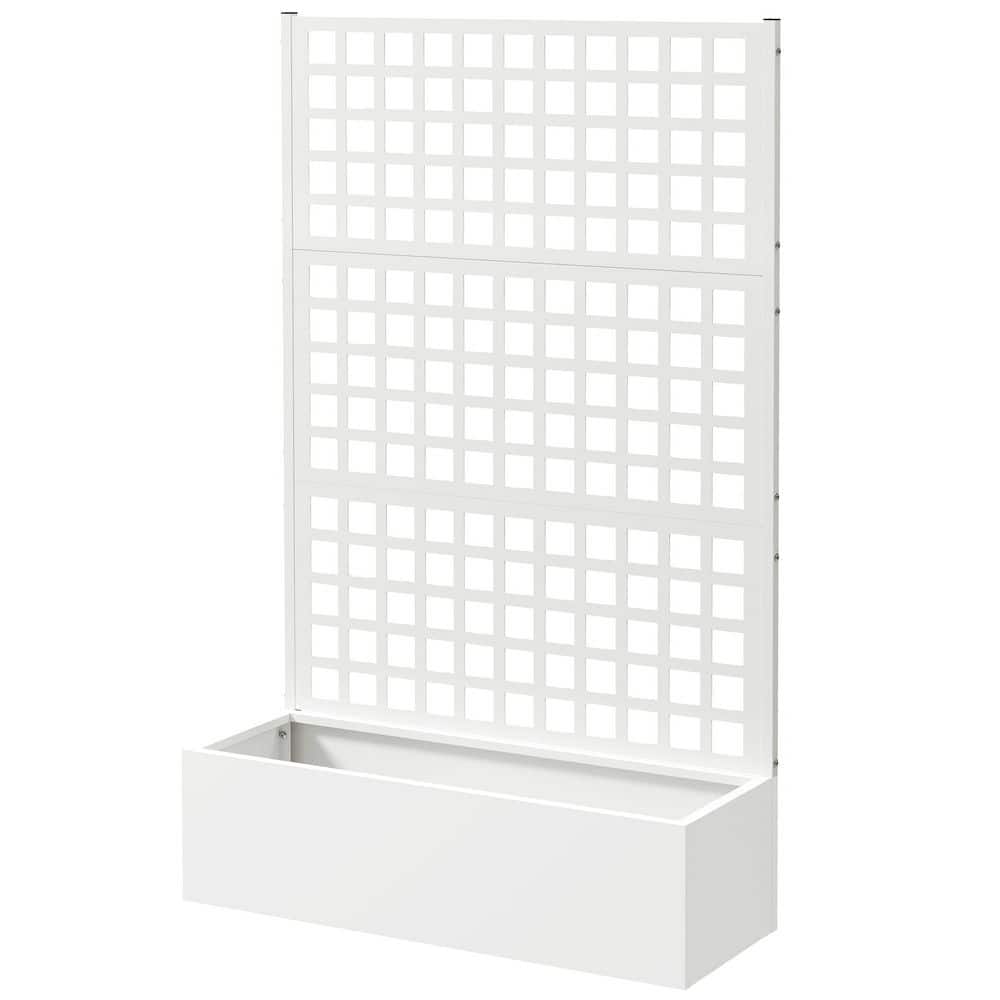 43.3 in. W x 15.9 in. D x 70.1 in. H White Metal Outdoor Planter Box, Galva